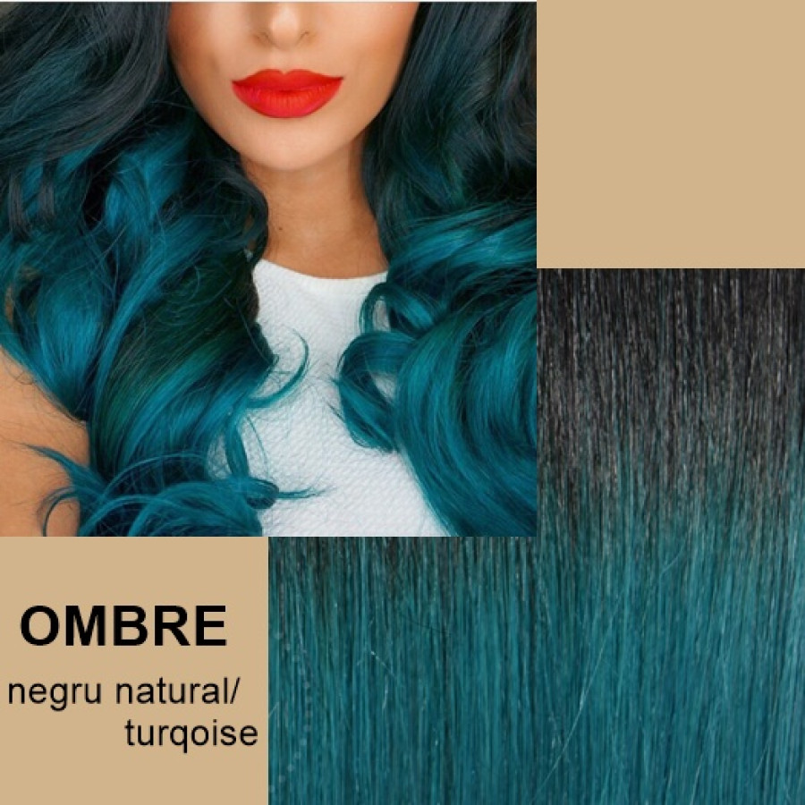 Mese de volum cu cordeluta deluxe OMBRE Negru Natural / Turqoise Mese de volum cu cordeluta deluxe OMBRE Negru Natural / Turqoise